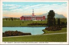 c1930s LONGVIEW, Washington Postcard ROBERT A. LONG HIGH SCHOOL Lake Sacajawea picture