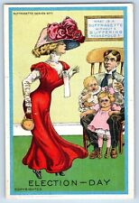 Election Day Postcard Woman's Suffrage Suffragette Without Suffering Household picture