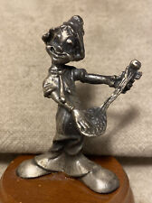 UOGC-Taiwan 2-1/2” Lute Player Pewter Figurine Paperweight W/Wooden Base picture
