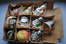 Rare antique german box with 10  glass and cotton  christmas ornaments picture