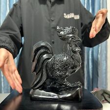4.6LB 7.8'' Natural Black Obsidian Rooster Quartz Figurine Crystal Healing Reiki picture