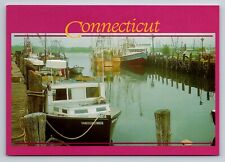 Stonington Harbor View Connecticut Vintage Unposted Postcard Fishing Boats picture
