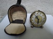 Vintage Linden Germany Brass Wind Up Travel Alarm Clock In Case    picture