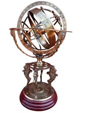 Full Size 18'' Antique Brass Armillary Astro Globe Celestial Globe Lion Pillars picture