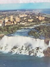 C 1960s Aerial Birds Eye View American Falls Niagara River from Canada Postcard picture