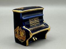 Vintage Limoges Upright Piano Figurine - Cobalt Blue with Gold Courting Couple picture