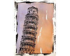 Leaning Tower of Pisa- original watercolor painting Italy art picture