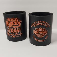 (2) Harley Davidson Foam Can Koozie Black Logo Daytona Beach SC Elkride MD picture