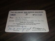 1931 DELAWARE & HUDSON D&H EMPLOYEE PASS #7146 picture