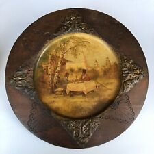 ❗Antique 19th century Russian imperial round wooden carving plate handmade RARE❗ picture