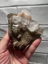 STUNNING APOPHYLLITE AND STILBITE CRYSTALS ON HEMATITE WITH CHLORITE. NEW FIND. picture