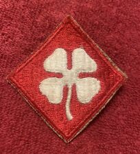 Vintage 4th Army White Four Leaf Clover Red Shoulder Sleeve Military Patch picture