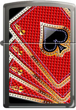 Zippo Card Suits four 4 Aces Red / Gold on Black Ice Windproof Lighter NEW RARE picture