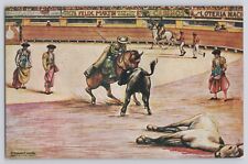 Postcard Mexico Bull Fighter Matador Artist Signed Salvador Carreno Vintage picture