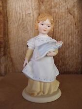Avon c1981 Figurine of Blonde Little Girl Holding Her Baby Doll A Mother's Love  picture