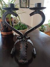 MEDIEVAL RUSTIC HEAVY CAST IRON CANDLE HOLDER picture