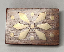 Handmade Walnut Wood Trinket Box W/ Metal Inlays picture