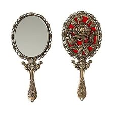 SEHAMANO Vintage Hand Mirror with Embossed Rose on the Back Handheld picture