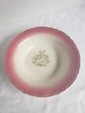 Vintage Pink rimmed with 2 Victorian Ladies in center on cream color Bowl # E picture