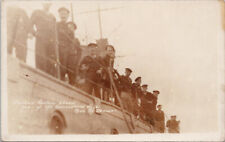 German Sailors aboard Surrender Ship Surrendering WW1 Denson RPPC  Postcard G5 picture
