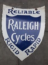 PORCELIAN RALEIGH CYCLES ENAMEL SIGN SIZE 24 INCHES DOUBLE SIDED picture