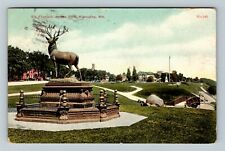 Milwaukee, WI-Wisconsin, Elk Fountain Jueau Park, Vintage Postcard picture
