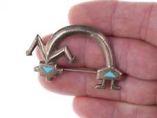 Vintage Native American tufa cast silver/turquoise channel inlay pin picture