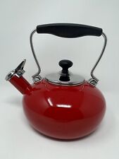 Vintage Chantal Whistling Tea Kettle Teapot Red Enamel Black Handle  picture