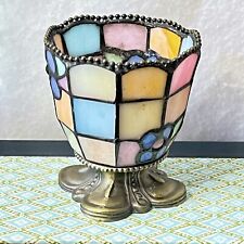 VTG PartyLite Hydrangea Stained Glass Floral Votive Tea Light Candle Holder picture