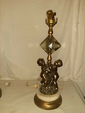 Vtg Bronze Table Lamp Hollywood Regency Art Deco Victorian Putti Cherubs  picture