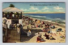 Lake Worth FL-Florida, Winter Ocean Bathing, Antique, Vintage c1952 Postcard picture