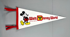 Vintage Walt Disney World Felt Pennant Mickey Mouse White Red Trim picture