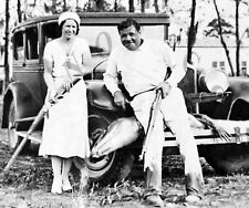 ANTIQUE REPRO 8X10 PHOTO BASEBALL GREAT BABE RUTH AND FRIEND ALLIGATOR HUNTING picture