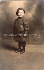 RPPC Happy Little Boy with Hat  & Coat Antique Real Photo Postcard c 1910 picture
