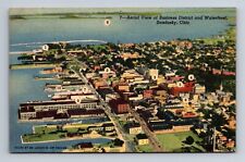 Aerial View Business District and Waterfront Sandusky Ohio Postcard picture