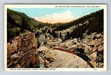 Montana Canyon, Chicago Milwaukee & St Paul RW, Transportation, Vintage Postcard picture