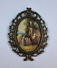 Vintage Metal Victorian Ornate Oval Picture Framed Made In Italy picture