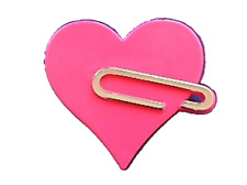 Hallmark PIN Valentines Vintage HEART PAPERCLIP Pink Holiday Brooch picture
