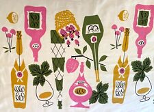 Vintage MCM Tammis Keefe Signed Table Runner 62” x 28” Wine, Fruit, Cocktails picture