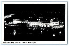 c1930's Night View Casino Municipal Vina Del Mar Chile RPPC Photo Postcard picture