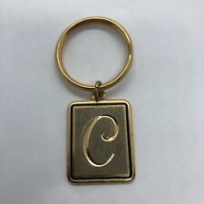 Vtg Monogram Initial C Gold Tone Metal Keychain picture