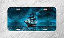 Pirate Ship Storm Ocean Caribbean Sea Boat License Plate Auto Car Tag  picture