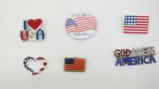 Lot of 6 Vintage Patriotic Pins Brooches - Flags God Bless America USA TF picture