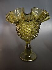 Vintage  1970s Emerald Green hobnail Ruffles Vase picture