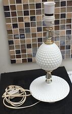 Vintage Retro White Milk Glass Hobnail Nobbly Side Table Lamp Light ~ Working picture