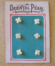 Vtg Buttons Mother of Pearl Oriental Pearl Co on Card New Flower MOP Collectible picture