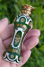 Rare - Antique French 18k Yellow Gold Cut Back Moser Type Scent / Perfume Bottle picture