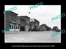 OLD LARGE HISTORIC PHOTO OF LESTER PRAIRIE MINNESOTA THE MAIN St & STORES c1920 picture