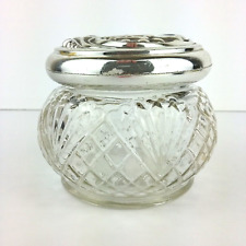 Avon Moisture Cream Jar Silver Tone Embossed Lid,  EMPTY Clear Vintage Container picture
