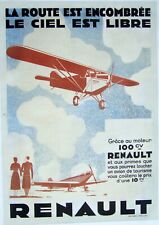 ORIGINAL 1930s art deco French Renault Aviation/Airplane poster. Lined-backed. picture